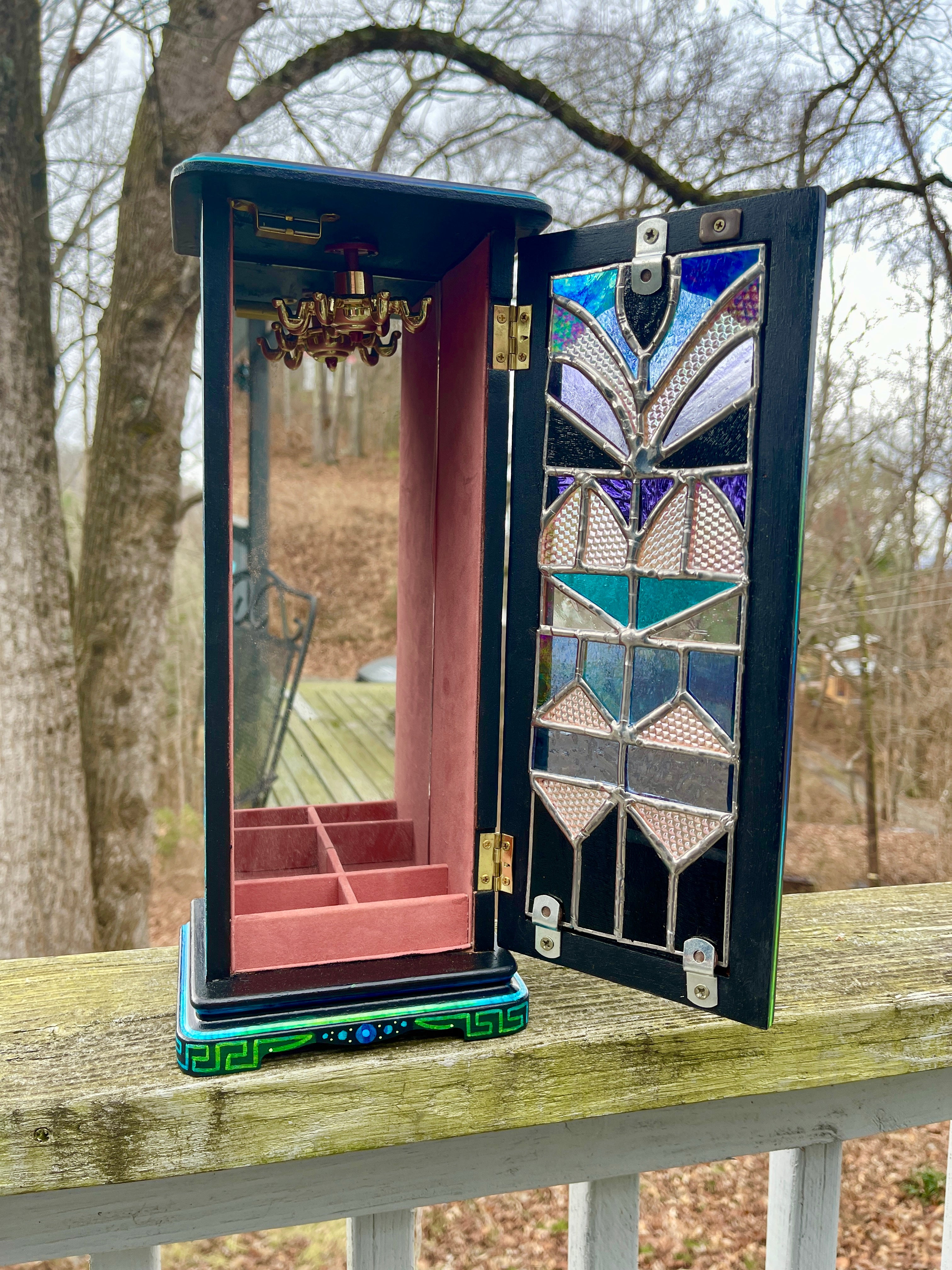 Amazing Stained Glass Alley Cats shops Jewelry Box