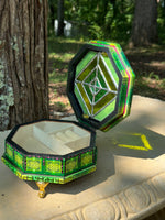 Emanating Evergreen Stained Glass Jewelry Box