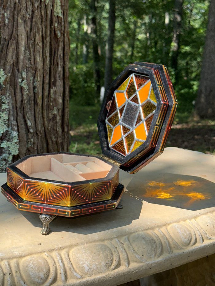 Ambient Amber Stained Glass Jewelry Box